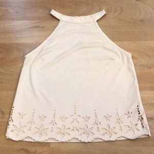 Charlotte Russe Halter Crop Top with Lace Cutouts